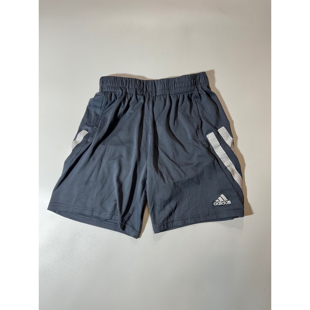 Adidas Athletic Shorts Boys Medium 10/12 Gray Good AEROREADY Mesh Stripes